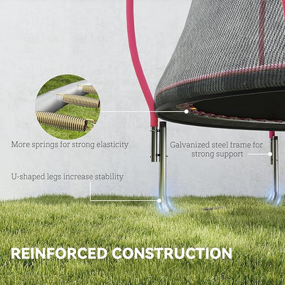 Soozier Trampoline Outdoor, Recreational Trampoline with Net Enclosure, Curved Poles and Safety Spring Cover for Kid Adults, ASTM Approved