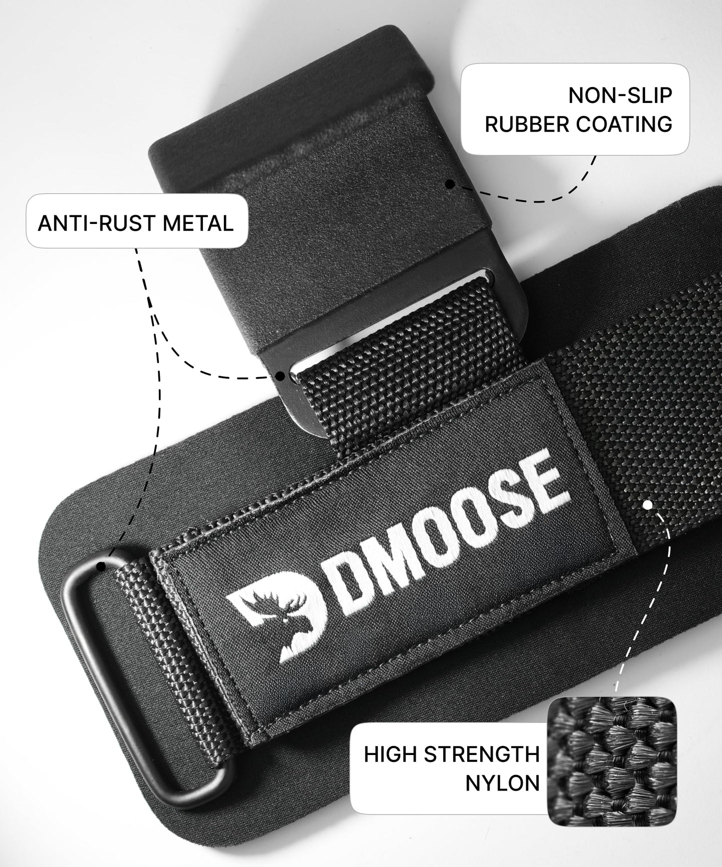 DMoose Fitness Weight Lifting Hooks (Pair) for Deadlifts, Pull Ups, Rows & Shrugs - Anti-Rip Nylon