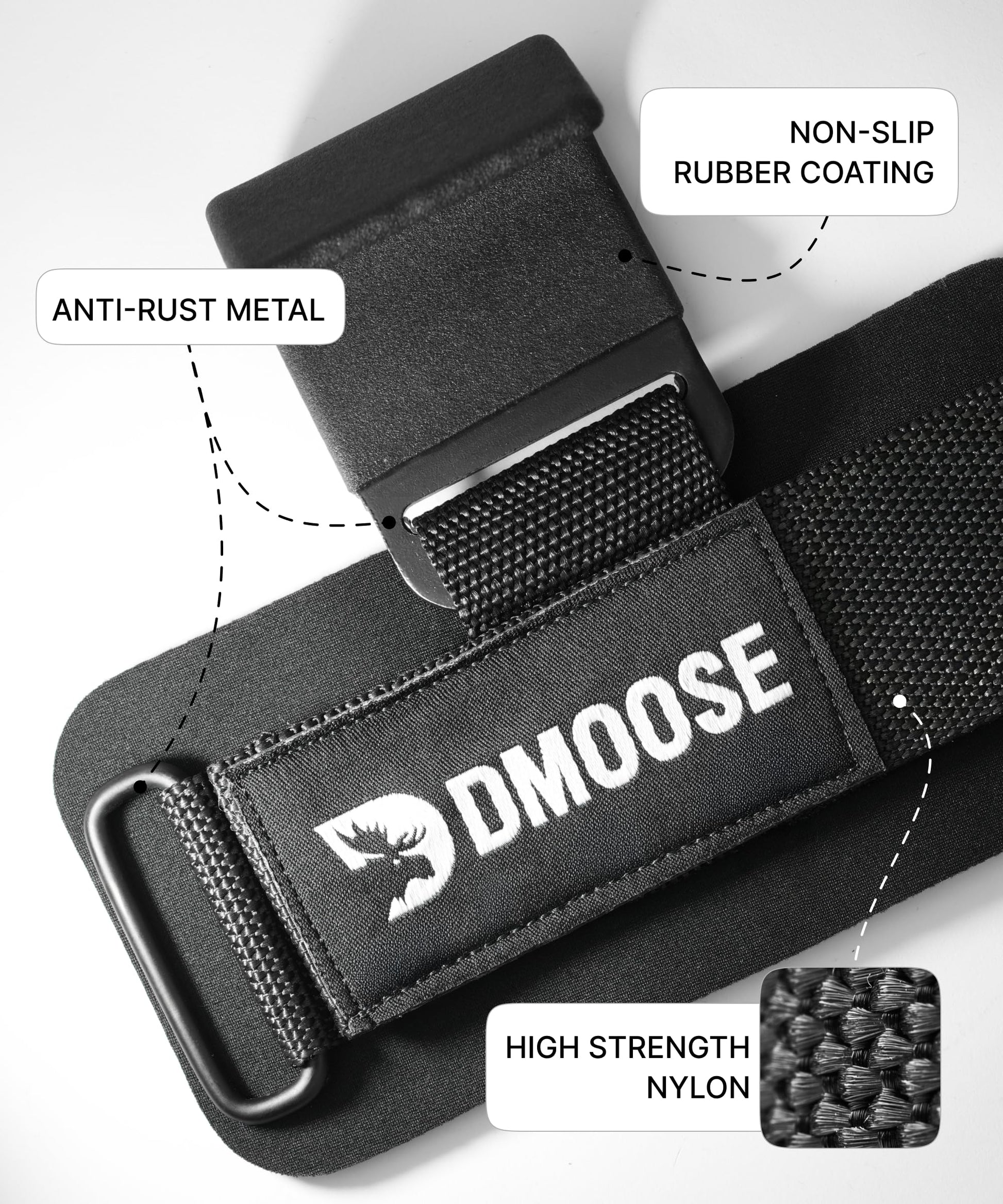 DMoose Fitness Weight Lifting Hooks (Pair) for Deadlifts, Pull Ups, Rows & Shrugs - Anti-Rip Nylon