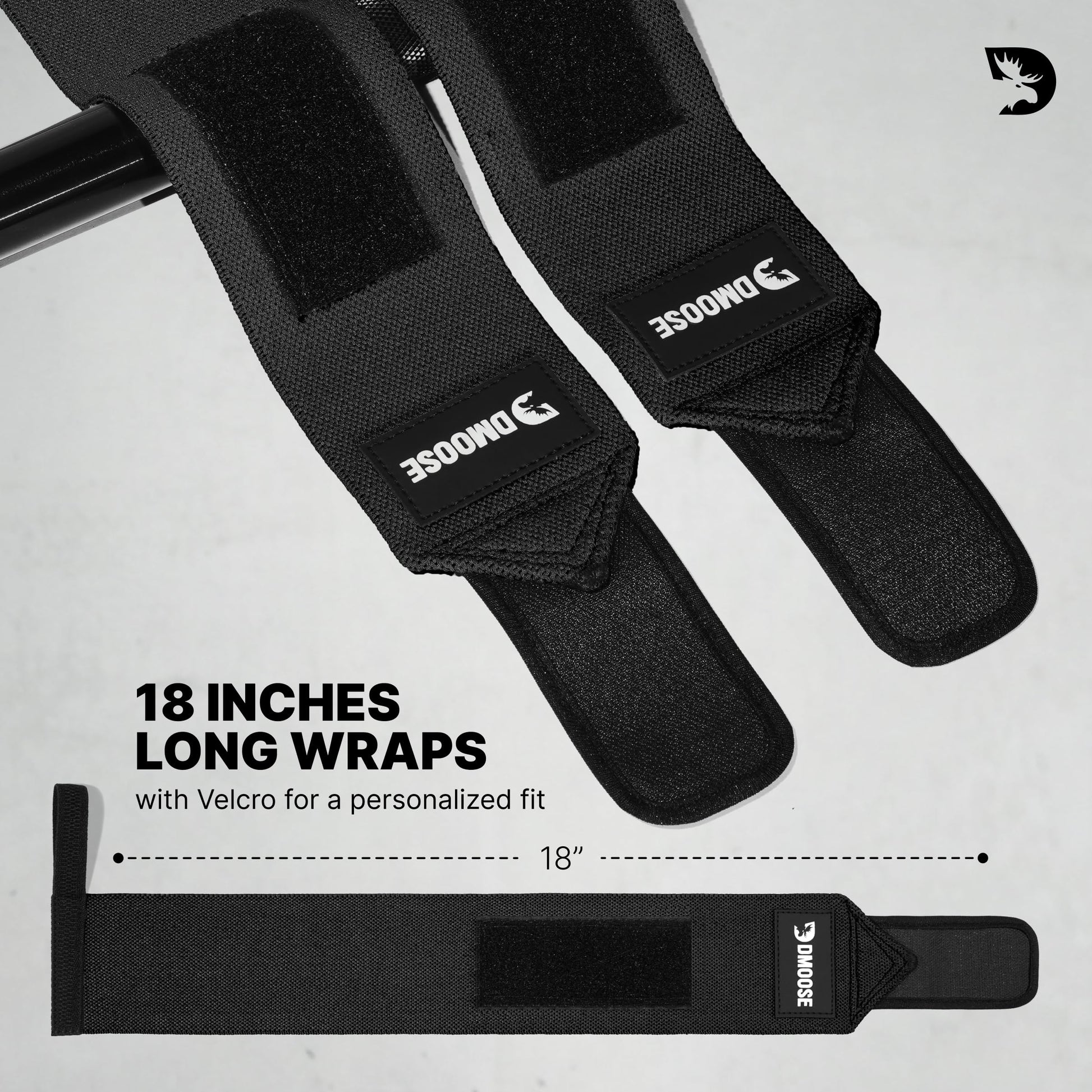 DMoose Wrist Straps for Weightlifting 12 and 18 Inches Thumb Loops with Wrist Support for Workouts