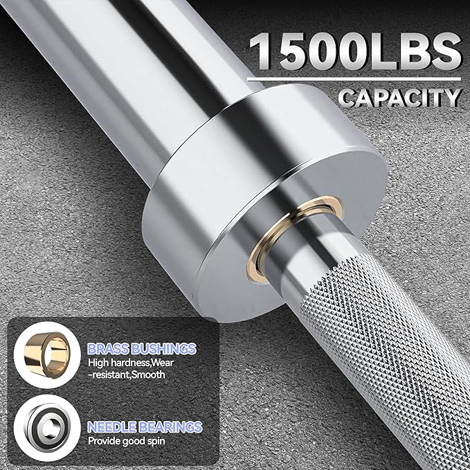 Barbell Bar for Weightlifting - 7FT Heavy Duty (1500LB/700LB), 4FT Short (500LB), 47" EZ Curl Bar - Fits 2" Standard Plates - Home Gym Strength Training