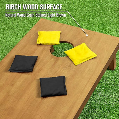GoSports 4 ft x 2 ft Regulation Size Wooden Cornhole Boards Set - Includes Carrying Case - Full Regulation Size Bean Bag Toss Boards