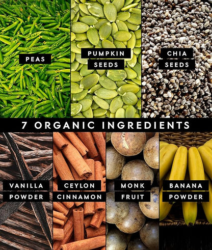 Truvani Vegan Pea Protein Powder | Banana Cinnamon | 20g Organic Plant Based Protein | 10 Servings | Keto | Gluten & Dairy Free | Low Carb | No Added Sugar