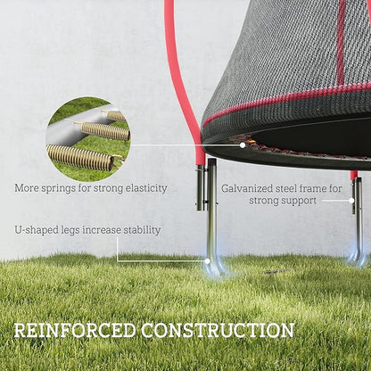 Soozier Trampoline Outdoor, Recreational Trampoline with Net Enclosure, Curved Poles and Safety Spring Cover for Kid Adults, ASTM Approved