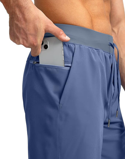 Men's Running Shorts with Zipper Pockets 9 Inch/ 7 Inch / 5 Inch Lightweight Quick Dry Gym Workout Athletic Shorts for Men(7 inch)