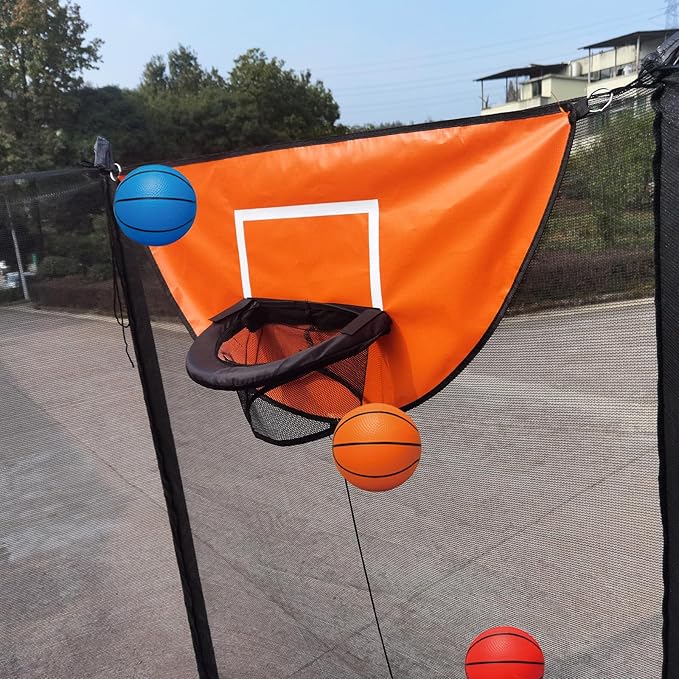 Trampoline Basketball Hoop, with Pump and 4 Mini Balls, Easy to Install, Universal Trampoline Accessories, Trampolines Basketball for Dunking