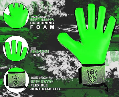 Soccer Goalie Goalkeeper Gloves for Kids Boys Youth & Adult,Latex Strong Grip Palms with Removable Finger Spines Protection Children Football Gloves for Training/Match(Sizes 5-10,6 Styles)