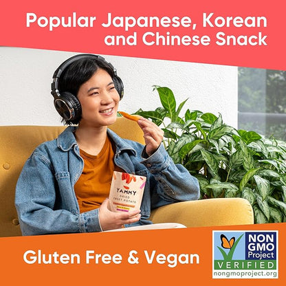 Yammy Dried Sweet Potato Sticks (18 Pack) - 1 Ingredient Healthy Asian Snack for Adults & Kids (Japanese, Korean, Chinese Food) - Vegan, Gluten-Free, 3g Protein, 4g Fiber, 12 Vitamins & Minerals, 2.5oz