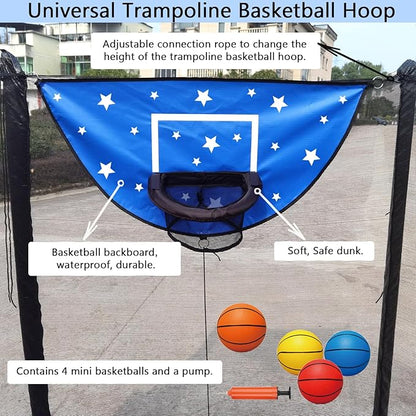 Trampoline Basketball Hoop, Attachment with Pump and Mini Ball, Universal Trampoline Accessories, Easy to Install