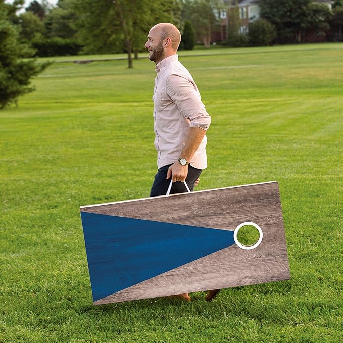 Triumph Sports LED 2x4 Cornhole Boards - Caddy set and Grey and Blue