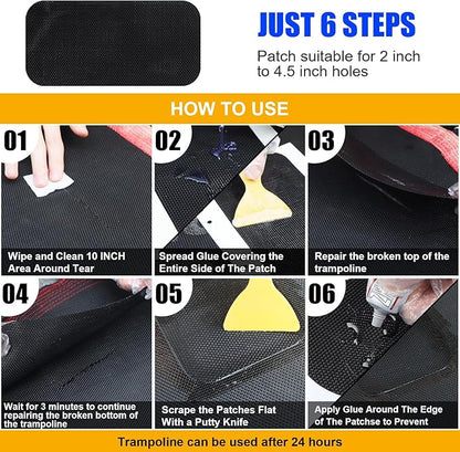 Trampoline Patch Repair Kit - 3 Sizes Patches for Trampoline Mat Tear or Hole