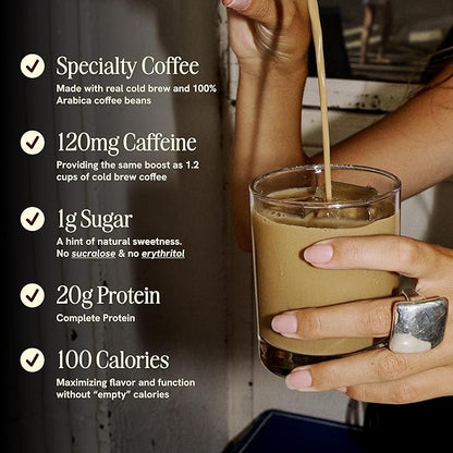Protein Coffee - Real Cold Brew with Creamy Vanilla - 20g Ready To Drink Protein - 1g Sugar - 100 Calories - No Added Sugar, 99% Lactose Free Keto Friendly Proffee - 11 FL OZ - 12pk Vanilla