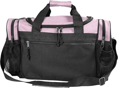 DALIX 17" Duffle Bag Dual Front Mesh Pockets (Black Gold Gray Dark Green Navy Blue Maroon Royal Blue Orange Pink Purple Red White