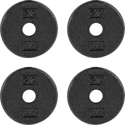 CAP Barbell Standard 1-Inch Cast Iron Weight Plates - Singles & Sets | 1.25-50 lbs | Multiple Options