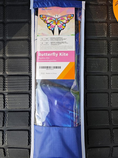 Simxkai Butterfly Kite for Kids & Adults, Easy to Fly Blue Big Kite for Beginners, Line Handle Included (1Pack 2Pack)