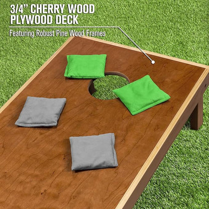 GoSports 4’ x 2’ Commercial Grade Cornhole Boards Set - Natural Wood Cornhole Boards, Choose from Different Bean Bag Color Combinations
