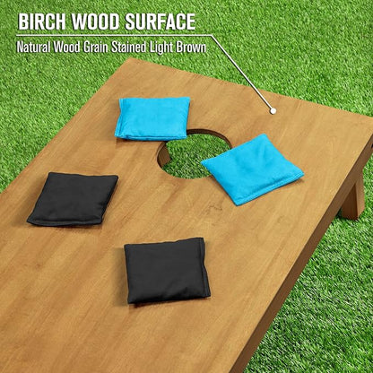 GoSports 4 ft x 2 ft Regulation Size Wooden Cornhole Boards Set - Includes Carrying Case - Full Regulation Size Bean Bag Toss Boards