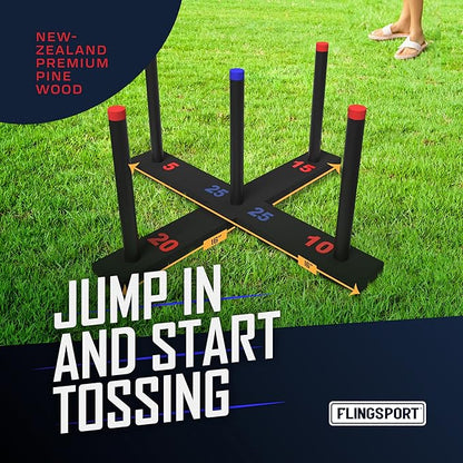 Ring Toss Game, Incl. 6 Double Beaded Rings & Carry Case Outdoor Lawn Games for Kids, Adults & Family, Backyard Camping Sports Activities, Best Party Gifts for Teens, Boys & Girls Ages 8-12+ Years Old