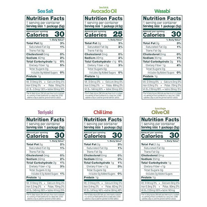 Gimme Seaweed Organic Premium Roasted Seaweed Snacks, New 6 Flavor Variety Pack, 12 Count (2 Each) Keto, Vegan, Gluten-Free, Source of Omega3s and Iodine, Healthy On-The-Go Snack for Kids and Adults