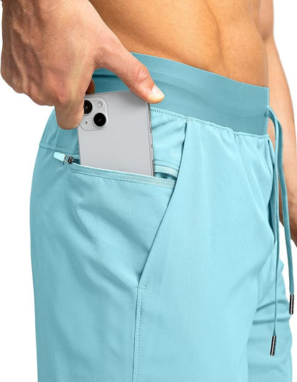 Men's Running Shorts with Zipper Pockets 9 Inch/ 7 Inch / 5 Inch Lightweight Quick Dry Gym Workout Athletic Shorts for Men(7 inch)