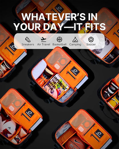 Sneaker Bag for Travel – Fits 4 Pairs of Shoes (Size 14) | Sneakerhead Gift, TSA-Approved Shoe Duffle Bag with 3 Adjustable Dividers | Water-Resistant Gym, Sports, Multi-functional Carry On for Men