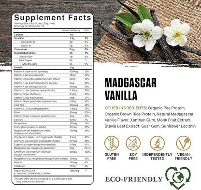 Ambrosia Planta - Premium Plant-Based Protein | Vegan & Keto Friendly | Gourmet Flavors with No Bloating or Stomach Upset | Gluten & Soy Free | No Added Sugar | 25 Servings | Vanilla