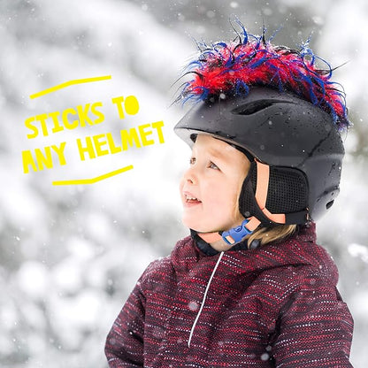 Iguana Helmet Accessories w/Sticky Hook & Loop Fastener Adhesive (Helmet not Included), Fun Helmet Mohawk/Cover for Snowboarding, Skiing, Biking, Cycling, Skating for Kids and Adults