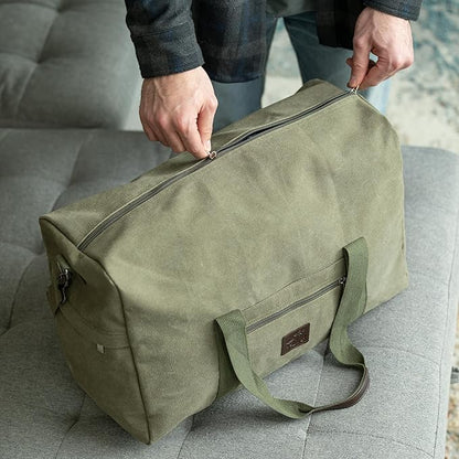 Canvas Duffle Bag ??Multipurpose Bag for Travel, Gym, Weekender, Carry On & More ??Durable, Spacious, Unisex Overnight Bag for Men & Women ??Perfect for Sports, and Everyday Use (Green)