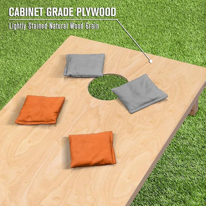 GoSports Regulation Size Wooden Cornhole Set with Natural Wood Finish - Includes Carrying Case
