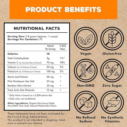 Superieur Electrolytes ??Plant Based Electrolyte Supplement w/Sea Minerals for Hydration & Recovery ??Keto Friendly, Non-GMO, Zero Sugar, Vegan Healthy Sports Drink Powder ??Citrus (70 Servings)