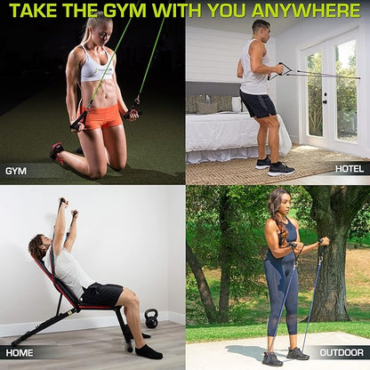 ProsourceFit Single Stackable Resistance Bands with Door Anchor and Exercise Guide, 5-8 LB, Heavy Duty Fitness Tube for Full-Body Exercises and Home Workouts, Green