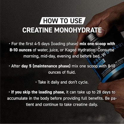 Kaged Creatine Monohydrate Micronized Powder | Unflavored | Muscle Building & Recovery | 5000 mg Per Serving | Vegan, Gluten Free, Easily Digestible | Supplements for Men & Women | 100 Servings