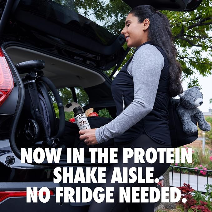 Oikos Protein Shake, Vanilla, 30g High Protein Drinks, Shelf Stable, Ready to Drink, 5g Prebiotic Fiber, 12 fl oz Bottle, 4 Count