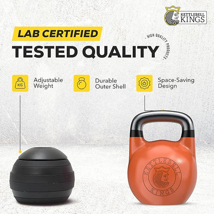 Kettlebell Kings Competition Kettlebells Weight (33mm handle) 4-32 KG | Hand weights Workout Gym Equipment & Strength training sets for Women & Men | Weights set for Home Gym