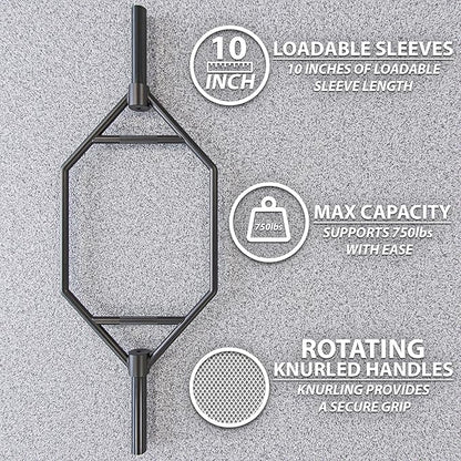 Synergee 20kg and 25kg Chrome or Black Olympic Hex Barbell Trap Bar with Rotating, Flat or Raised Handles for Squats, Deadlifts, Shrugs.