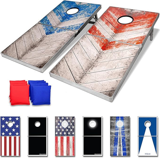 GoSports 4 x 2 ft Aluminum Cornhole Game Sets – Choose LED Lights or Standard - Set Includes 2