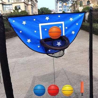 Trampoline Basketball Hoop, Attachment with Pump and Mini Ball, Universal Trampoline Accessories, Easy to Install