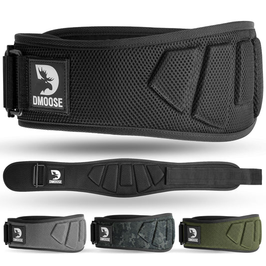 DMoose Fitness Weight Lifting Belt for Squats, Deadlift & Intense Workout - 6" Adjustable Fit Auto