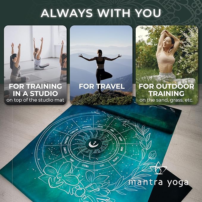 Mantra Yoga Travel PRO 1.5mm - Foldable Fitness & Exercise Mat with Bag | Lightweight, Compact & Eco-Friendly | Non-Slip & Washable | For All Types of Yoga | 72" L x 24" W | 2.6 lbs