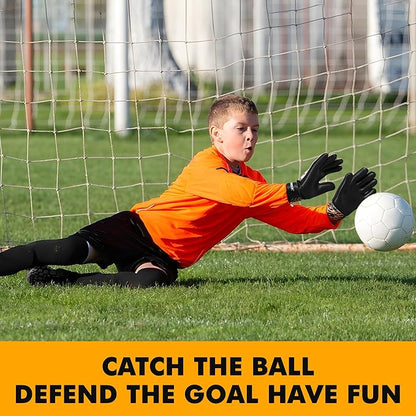 Soccer Goalkeeper Gloves, Double Wrist Protection, Anti-Slip Palm, Youth Kids Size, Black/Yellow/Blue