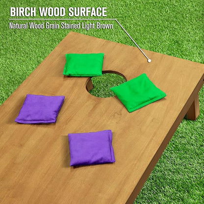 GoSports 4 ft x 2 ft Regulation Size Wooden Cornhole Boards Set - Includes Carrying Case - Full Regulation Size Bean Bag Toss Boards