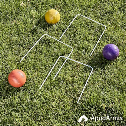 ApudArmis Universal Croquet Wickets Standard Size, Set of 9 White Square Arrow Wickets Rplacement for 28In or 32In Croquet Lawn Backyard Outdoor Game (8In Height & 6.3In Width)