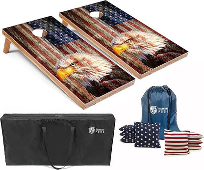 Tailgating Pros Cornhole Boards - 4'x2' Lightweight Cornhole Game- Includes Carrying Case, Set of 8 Corn Hole Bags & Tote