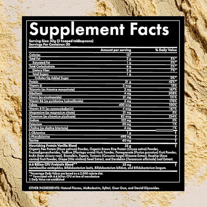 WelleCo Vegan Protein Powder, Gluten Free Premium Organic Sprouted Brown Rice & Pea Protein Blend, Low Carb & Dairy Free, for Energy, Muscle Recovery, 16g Protein Per Serving, Vanilla, 35.2oz Pouch