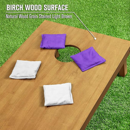 GoSports 4 ft x 2 ft Regulation Size Wooden Cornhole Boards Set - Includes Carrying Case - Full Regulation Size Bean Bag Toss Boards