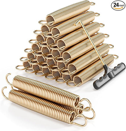 Trampoline Springs Heavy Duty with Swivel & Straight Hooks, Stainless Steel Trampoline Accessories Ideal Spring Replacement, Includes T-Hook Tool