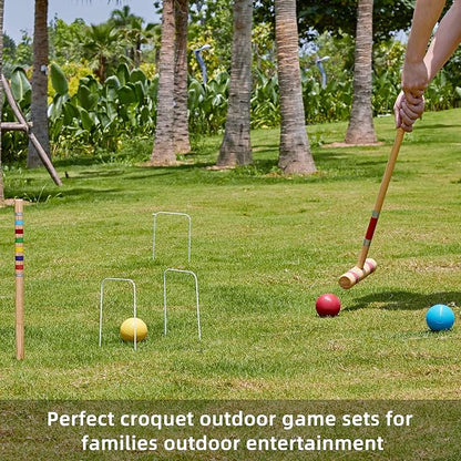 Pointyard Six Player Croquet Set, 28’’ Croquet Set with Wooden Mallets/Colored Ball/Wickets/Stakes for Adults/Teenager/Family-Perfect for Lawn/Backyard Game/Park (Includes Carry Bag)