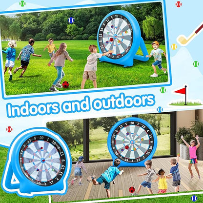 6FT Inflatable Dartboard, Giant Kick Darts Soccer Darts Golf & Throw Dart with Air Pump, Giant Outdoor Games, Blow up Soccer Dart for Yard Party Large Dartboard for Kids & Adults 20+Games