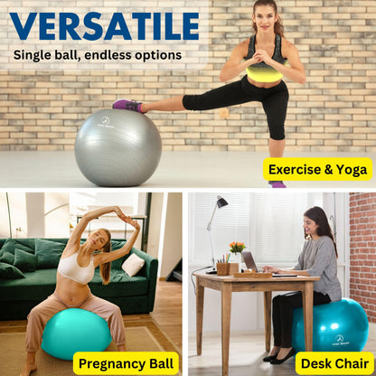 ProBody Pilates Yoga Ball - Vibrant Colors Exercise Ball (Sky, 65 cm)