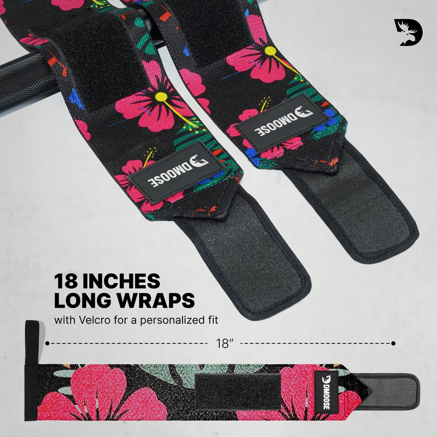 DMoose Wrist Wraps (IPL Approved), Avoid Injury and Maximize Grip with Thumb Loop, 18" or 12" Gym